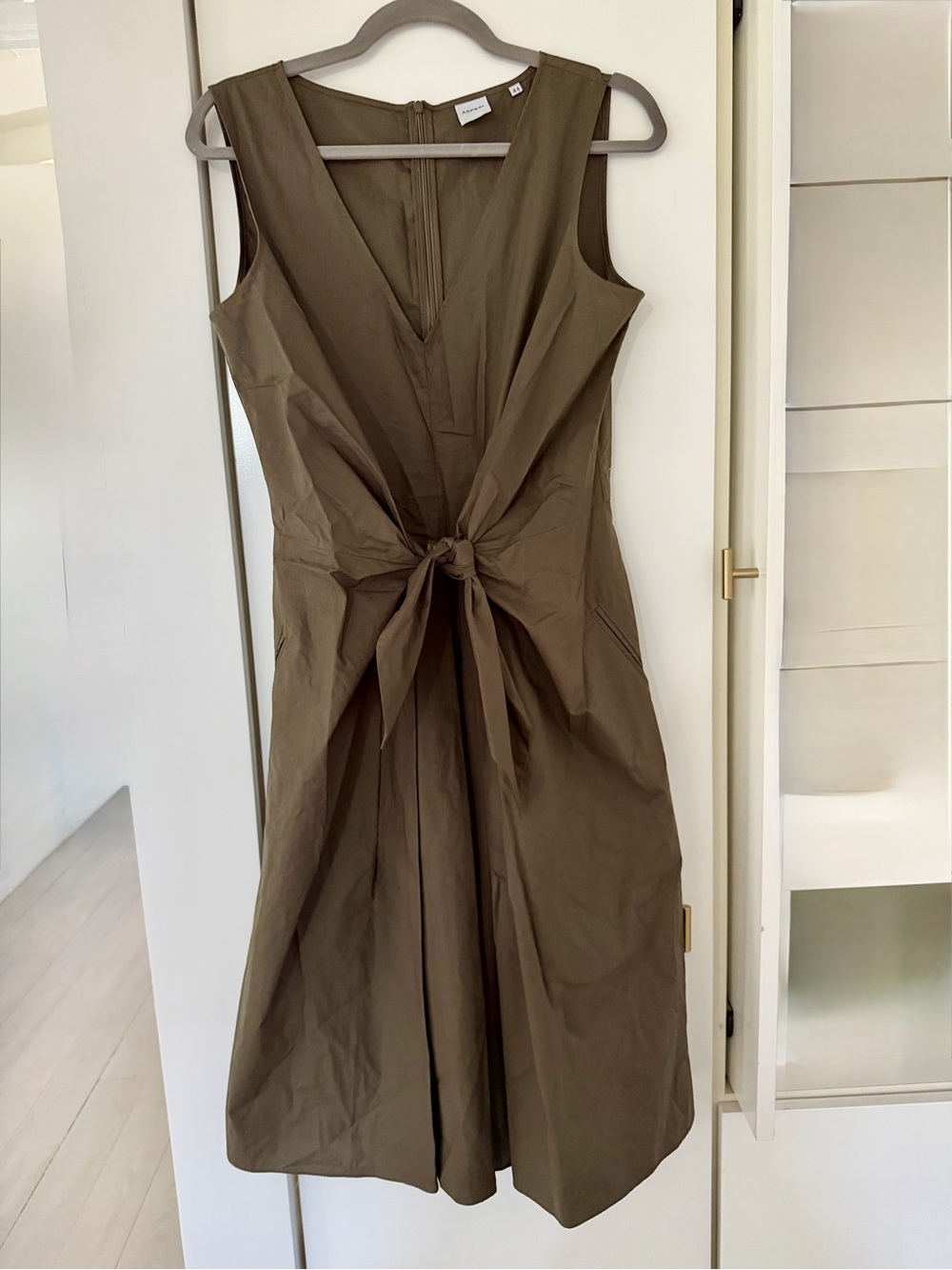 Aspesi Sleeveless Tie-Front Midi Dress in Olive